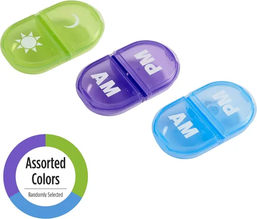 Vista 4 de Ezy Dose Pastillero de farmacia de bolsillo de viaje y medicina, contenedor de vitaminas, diario, planificador y almacenamiento AM PM