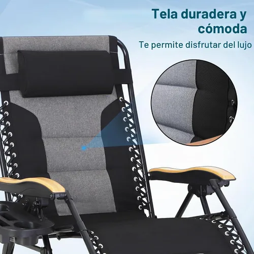 Vista 6 de MFSTUDIO Sillas Zero Gravity, silla reclinable de gran tamaño para patio, silla plegable acolchada con bandeja portavasos, soporta 400 libras