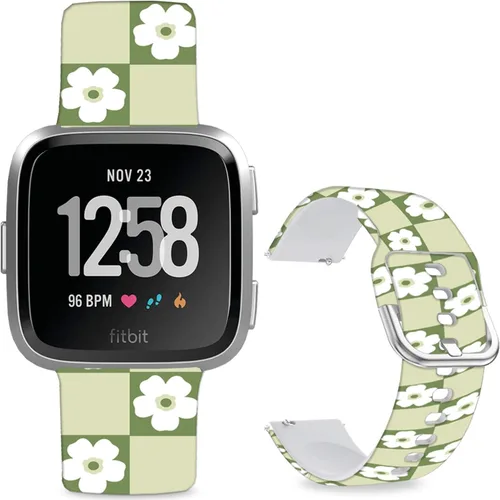 Vista 17 de Correas de reloj de silicona suave compatibles con Fitbit Versa 2/Versa/Fitbit Versa Lite/SE, correa de repuesto con bonito patrón floral de 0.98