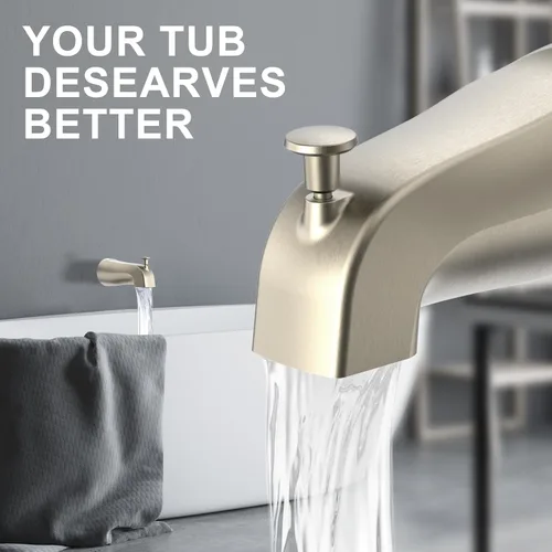 Vista 5 de Boquilla de bañera con desviador de 5 pulgadas – Reemplazo universal de grifo de bañera frontal con desviador, acabado de metal níquel cepillado