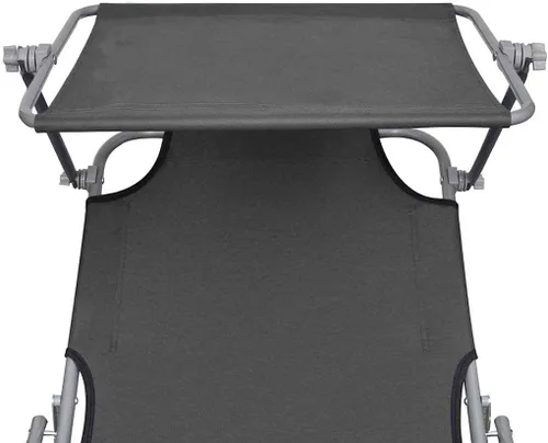 Vista 4 de vidaXL Tumbona plegable con toldo, color gris acero