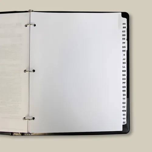 Vista 3 de SmartSign Collated Dividers - Pestañas adhesivas de doble alfabeto AA-ZZ 8.5 x 11 pulgadas, paquete de 50 juegos, fabricadas en Estados Unidos