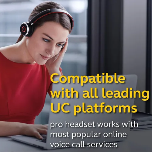 Vista 6 de Auriculares inalámbricos Jabra Evolve 65 UC, estéreo – Incluye adaptador USB Link 370 – Auriculares Bluetooth con rendimiento inalámbrico líder