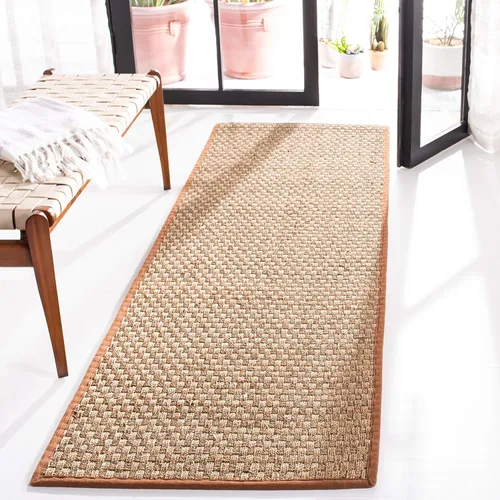 Vista 76 de SAFAVIEH Natural Fiber Collection NF114A - Alfombra de pasillo de hierba marina con patrón de tejido de cesta y borde, de 2 pies 6 pulgadas x 16