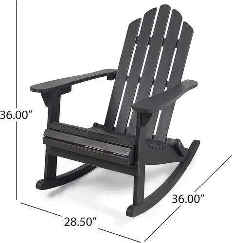 Vista 3 de Christopher Knight Home Cara Adirondack - Silla mecedora de madera de acacia para exteriores, acabado gris oscuro