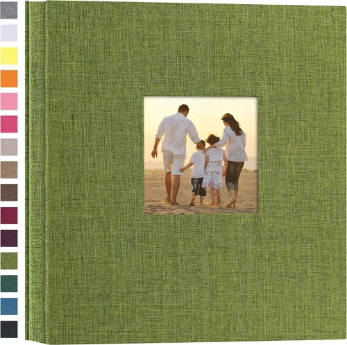 Vista 12 de potricher - Álbum de fotos pequeño para 100 fotos de 4 x 6 pulgadas, con portada de lino con foto, familiar, para bodas, aniversarios, bebés o Beige