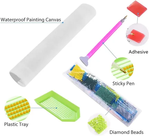 Vista 7 de Pintura de diamante 5D para bricolaje, kit de Halloween por números, taladros completos para adultos, cruz redonda de cristal de diamantes