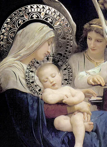 Vista 2 de Canción de los ángeles (12 x 16 pulgadas) lámina dorada – arte religioso de pared laminado sin marco póster decoración del hogar, arte diseño