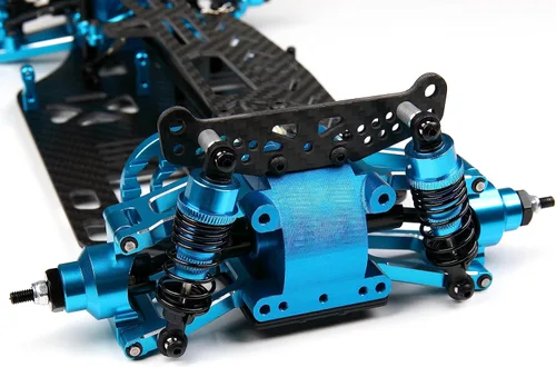 Vista 3 de TT-01 CNC Aluminio Fibra de Carbono Marco Chasis Actualización Componentes para 1/10 RC Car TT01 (azul)