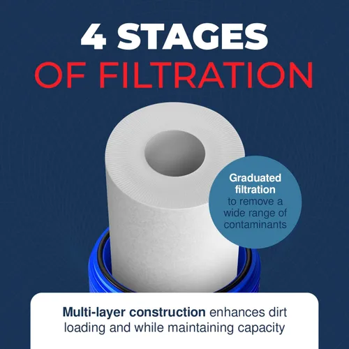 Vista 4 de Filtro de agua para sedimentos fabricado en Estados Unidos, 10 x 4.5 pulgadas, repuesto para Pentair Pentek DGD-5005, GE® GXWH40L, GXWH35F