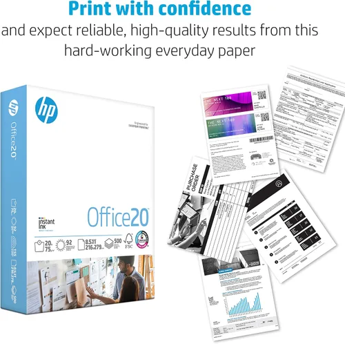 Vista 3 de HP Papers Papel de 8.5 x 11 pulgadas Oficina de 20 libras 1 resma - 500 hojas 92 brillante Fabricado en Estados Unidos - Certificado FSC