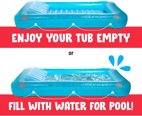 Vista 6 de Flotador inflable azul para tumbona de bronceado – Piscina personal con almohada – 13 años +