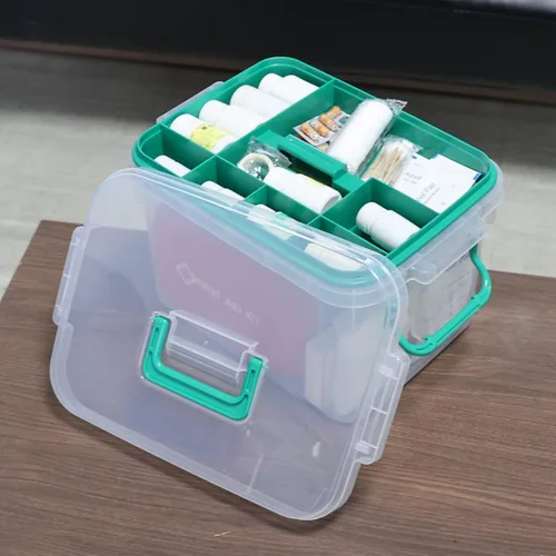 Vista 7 de Vababa - Caja de primeros auxilios transparente, contenedor de almacenamiento de plástico con tapa de bloqueo Secure Locking Latch Lid, Removable