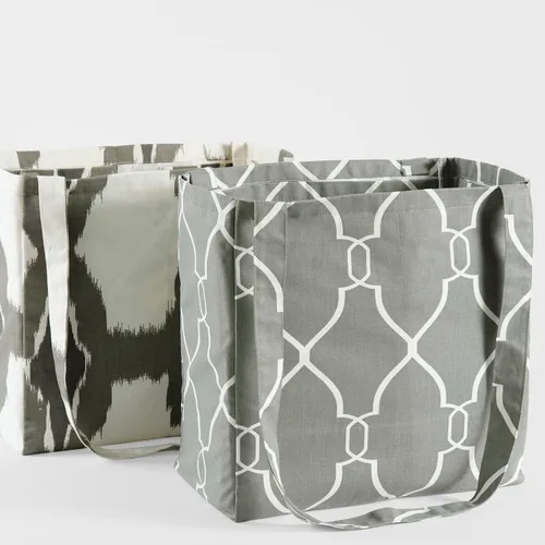 Vista 3 de HPD Half Price Drapes Bolsas de compras reutilizables para comestibles, paquete de 2 bolsas de algodón ligeras PRCT-GB81602-ST, Aiden Geometric