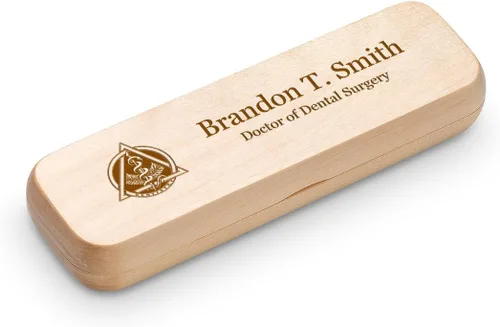 Vista 2 de Executive Gift Shoppe Juego de bolígrafo y caja doble de madera de arce con tema dentista