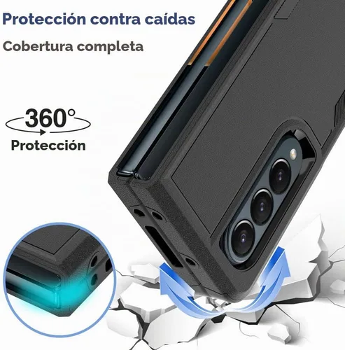 Vista 4 de Funda WOGROO para Samsung Galaxy Z Fold 4 - Funda protectora para teléfono a prueba de golpes, duradera, negra