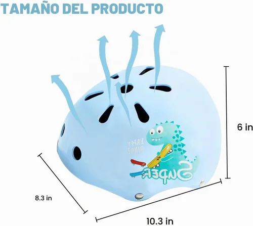 Vista 2 de Casco de bicicleta para niños, rodilleras, coderas, muñequeras, equipo de protección, cascos ajustables para niños de 3 a 5 años, 2 a 8 años