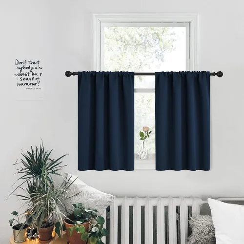 Vista 106 de PONY DANCE Cortinas cortas con aislamiento térmico para ventana pequeña, para guardería, baño, cocina, lavandería, caravana, sótano, 29 pulgadas