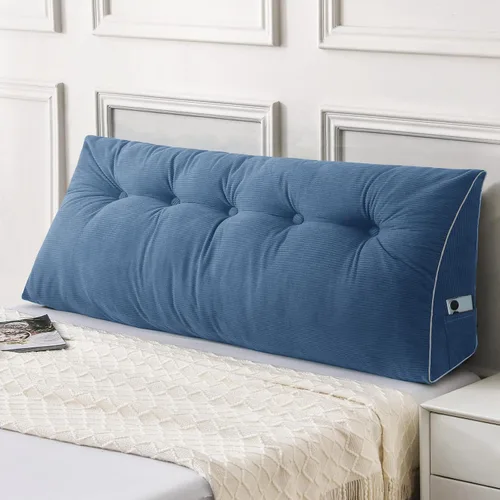 Vista 35 de Sasttie Almohada de Cabecera Queen, Almohada de Cuña de Cabecera para Sentarse en la Cama, Cojín Triangular con Soporte de Respaldo para Leer - Con