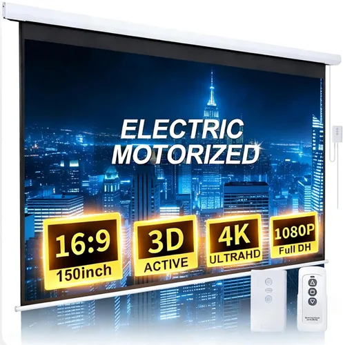 Vista 9 de Pantalla de Proyector de 120 Pulgadas Motorizada 4:3 HD Eléctrica Elevable con Control Remoto, Pantalla de Proyección Automática Retractable