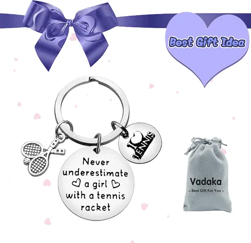 Vista 7 de Vadaka Regalo de joyería para amantes del tenis, llavero de regalo de tenis para niñas, adolescentes, tenis, niña, joyería de tenista, regalo