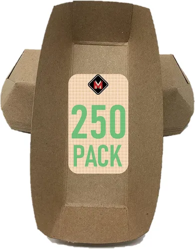 Vista 11 de Mr Miracle Bandeja de papel para perros calientes de 7 pulgadas en papel kraft. Paquete de 25. Desechable, reciclable y totalmente biodegradable.
