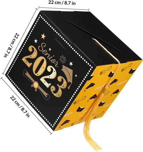 Vista 2 de ABOOFAN Caja de tarjetas de graduación 2023, caja de tarjetas de regalo de felicitaciones graduadas con borla para decoraciones de fiesta