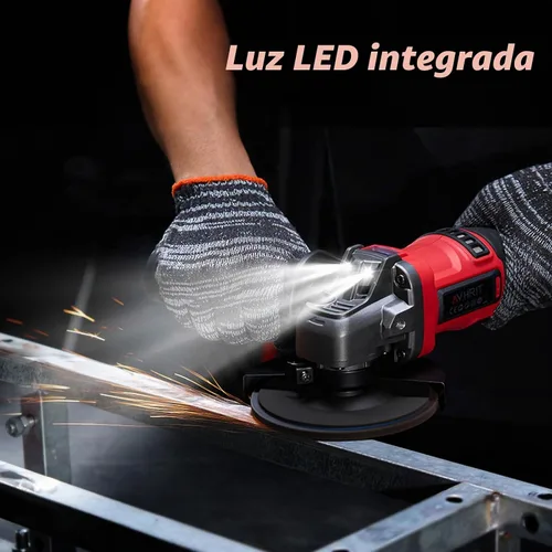 Vista 8 de Amoladora Angular Inalámbrica, Muela de 4-1/2" con 2 Baterías, Pantalla LED, Motor Sin Escobillas para Corte y Lijado de Metal, Eliminación de Óxido