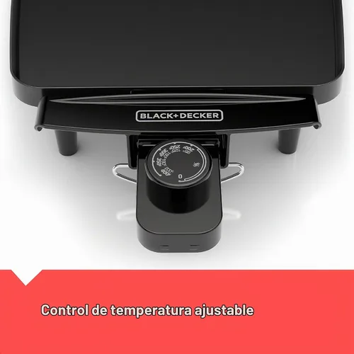 Vista 3 de BLACK+DECKER Plancha eléctrica con sonda de temperatura extraíble, parrilla interior, plancha para panqueques, negro, GD1810BC