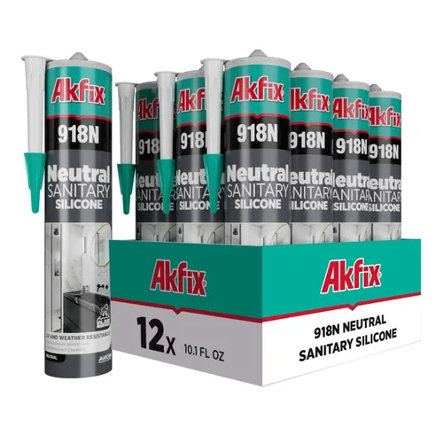 Vista 16 de Akfix 905N - Sellador de silicona transparente 100% para construcción y edificación (1x310 ml) - Sin solventes, bajo olor, resistente a UV y agua