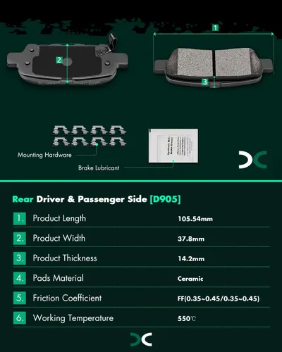 Vista 3 de SCITOO D815 D905 Juego de pastillas de freno de cerámica delanteras y traseras para INFINITI G35 2003-2005, para Nissan 350Z 2003-2005 para Altima