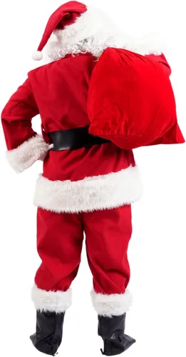 Vista 2 de Disfraz de Papá Noel para hombre, traje de Papá Noel para adultos, 11 piezas, profesional, talla grande, traje de Navidad para fiestas de Navidad