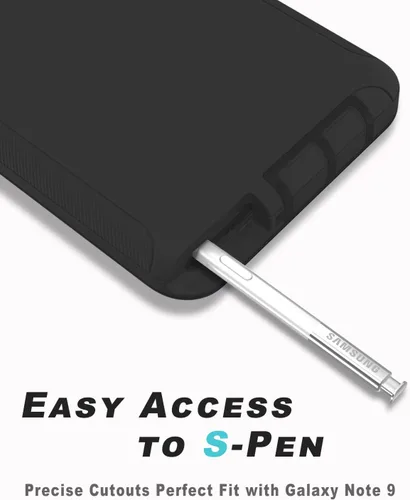 Vista 5 de Funda para Samsung Galaxy Note 9, a prueba de caídas, a prueba de golpes, resistente, funda protectora para Samsung Note 9, 6.4 pulgadas (negro)