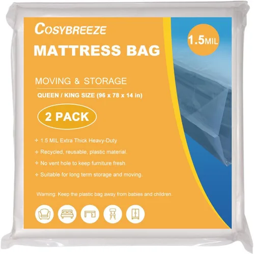 Vista 12 de Bolsas de colchón para mudanza y almacenamiento de 5 mil, tamaño individual, 1 paquete, funda protectora de colchón resistente e impermeable, bolsa
