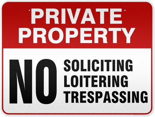 Vista 11 de Señal de propiedad privada No Trespassing No Loitering No Soliciting (7x10)