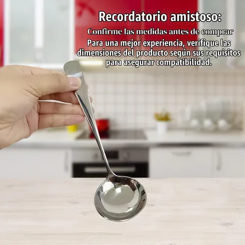 Vista 3 de Cucharones de sopa pequeños, cucharones de cuchara de sopa para salsa, 2 unidades SUS 304 de acero inoxidable no magnético de 7.6 pulgadas redondas