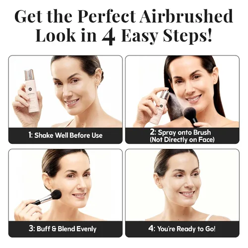 Vista 3 de Jerome Alexander MagicMinerals AirBrush Foundation - Set de 2 piezas con base en aerosol y brocha Kabuki - Maquillaje en aerosol con ingredientes
