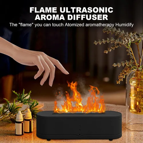 Vista 3 de Humidificador de llama de fuego colorido: Difusores de aerosol de aceite esencial de aroma de 8.8 fl oz, humidificador ultrasónico de volcán