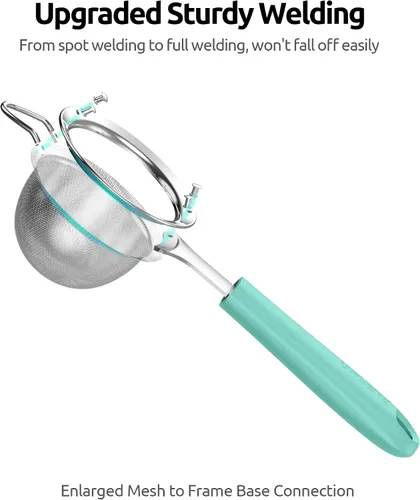 Vista 8 de U-Taste Colador de Malla Fina Pequeño: Acero Inoxidable 18/8 de 3.35 pulgadas, Tamiz de Cocina para Alimentos de 30 Mallas con Mango de Silicona
