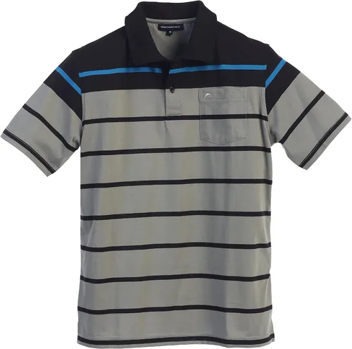 Vista 30 de Gioberti Polo de contraste de rayas dobles para hombre con bolsillo - tinte de hilo 9328b - Gris Con Logo Delfín