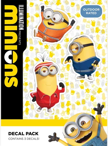 Vista 9 de Calcomanías de Minions de Despicable Me - Juego de 3 calcomanías Stuart para botella de agua de coche, bicicleta, casco, laptop, monopatín