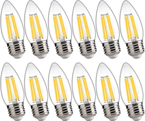 Vista 16 de FLSNT Bombillas LED de Araña Equivalentes a 40W, Bombillas LED Ámbar Regulables B11 E26 Base de Candelabro, 2200K Blanco Cálido, 330LM, Paquete de 6