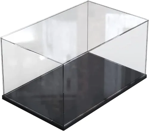 Vista 8 de Vitrina de acrílico transparente para juguetes coleccionables, caja de acrílico para ensamblar, escaparate de protección a prueba de polvo con base