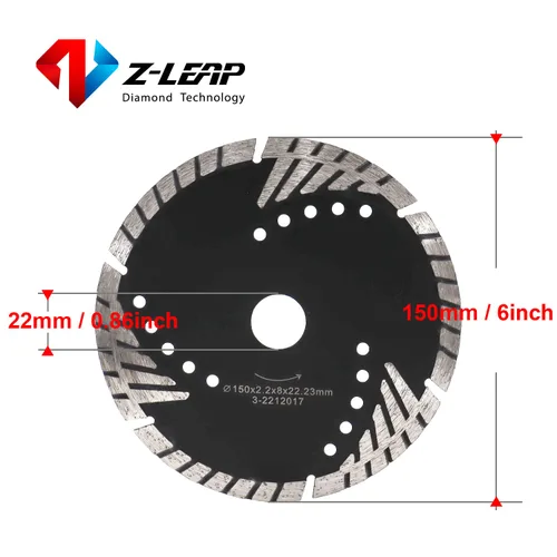 Vista 6 de Diamond Turbo Blades - Hoja de sierra de segmentos de 0.315 pulgadas para baldosas de granito, hormigón y ladrillos seco/húmedo, 6 pulgadas