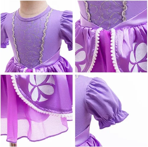 Vista 152 de Disfraz de princesa de Belle Sofía Blancanieves para niñas pequeñas, disfraz de princesa, Navidad, Halloween, mameluco con diadema