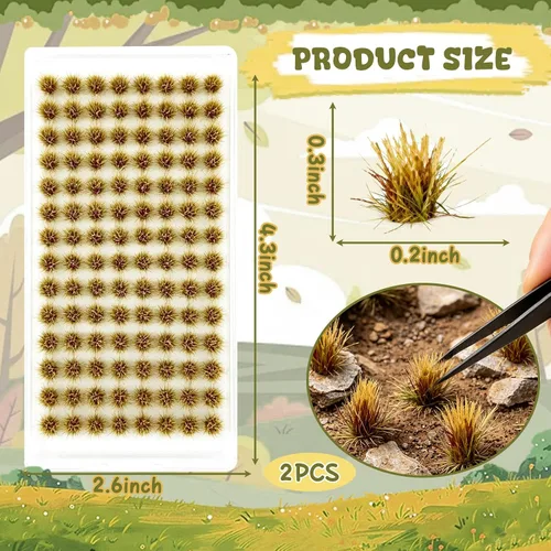 Vista 2 de Juego de 208 piezas de césped estático modelo de césped artificial ferroviario, césped artificial en miniatura, kit de terreno para bricolaje