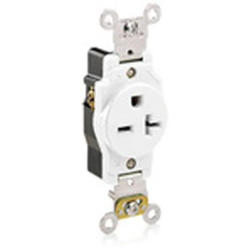 Vista 5 de Leviton 20 amperios, 250 voltios, grado industrial resistente, receptáculo único, hoja recta, autoconexión a tierra, 5461, marrón