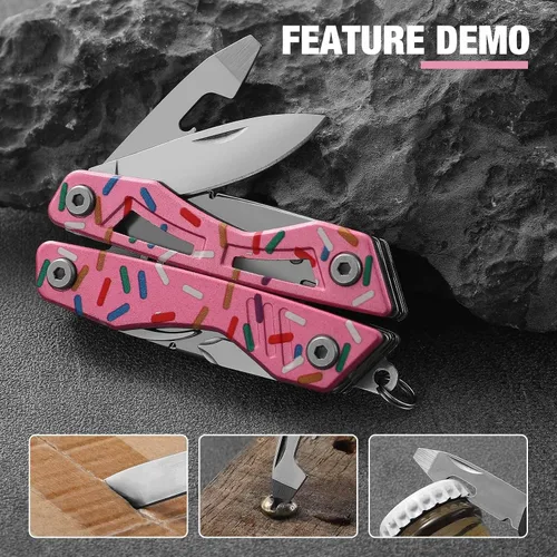 Vista 5 de VIRENKNIFE - Alicates multiherramienta 13 en 1, de acero inoxidable, multiherramienta EDC con cuchillo de bolsillo, destornillador, abrebotellas