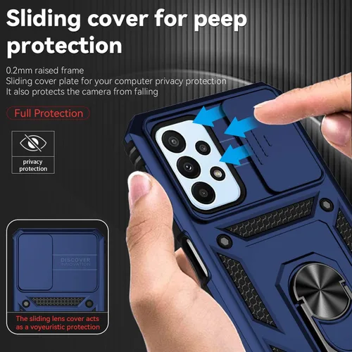 Vista 3 de Funda protectora para Galaxy A23 5G, con protectores de pantalla y funda para cámara, grado militar, 16 pies. Funda a prueba de caídas con función