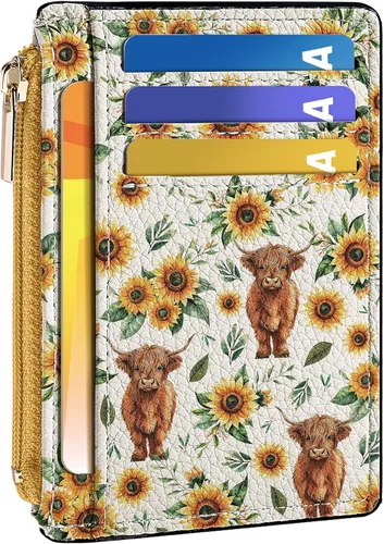 Vista 17 de Tipmile Tarjetero compacto para tarjetas de crédito con ventana de identificación para mujer, delgada y minimalista, bolsillo frontal, cartera